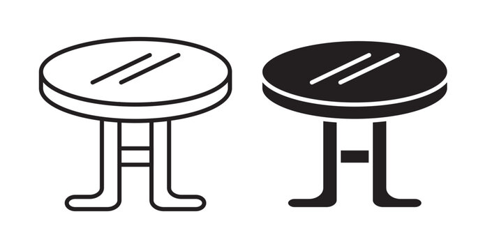 coffee table icons in fill and stroke style on white background