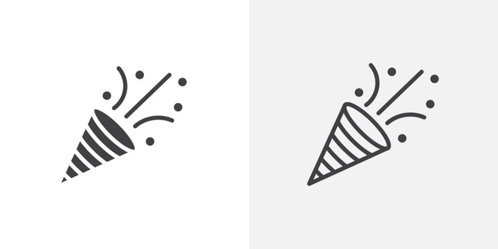 Confetti Popper vector icons set on white background