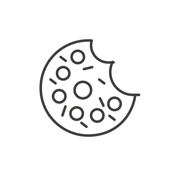 Cookie icon vector isolated in thin line on white background