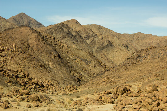 The apparently barren rock-strewn mountains of the Richtersveld Igneous Complex in Southern Namibia.