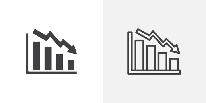 Decrease icon set for ui designs on white background