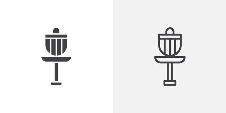 Disc golf icon set for ui designs on white background