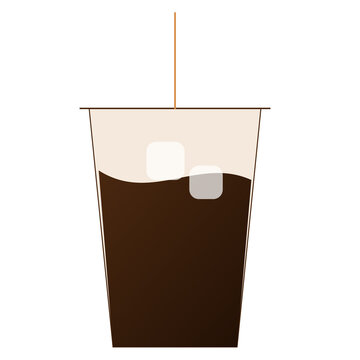 Disposable plastic iced coffee cup with straw isolated on transparent background. Refreshing takeaway beverage element for cafe menu and summer drink design. PNG overlay.
