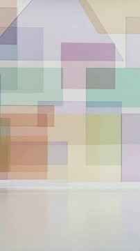Vertical video: Starting animation showing translucent panels sliding in set, forming pastel blends