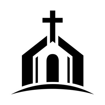 Christian Church Building with Cross Symbol Vector