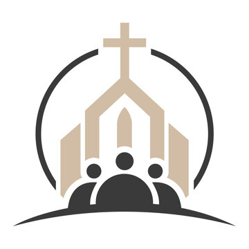 Christian Church Community and Cross Symbol Vector