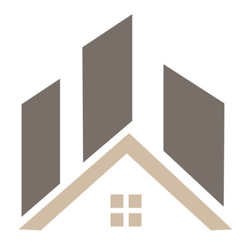 Modern House and City Buildings Real Estate Symbol Vector
