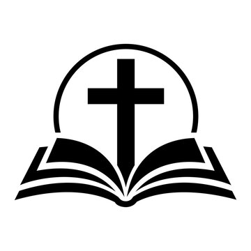 Christian Cross and Open Bible Symbol Vector