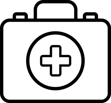 Medical first aid kit bag icon with a cross symbol isolated on transparent background