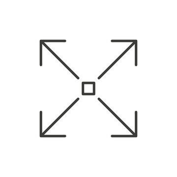 Expand icon vector isolated in thin line on white background