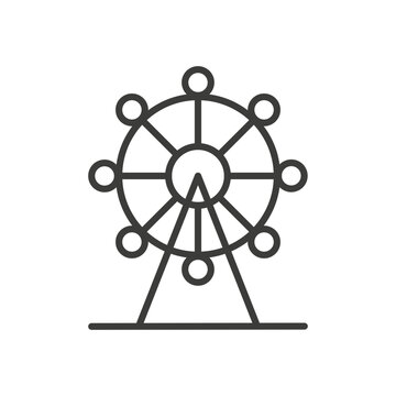 Ferris wheel icon vector isolated in thin line on white background