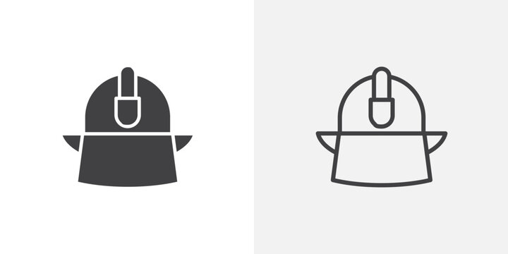 Firefighter helmet icon set for ui designs on white background