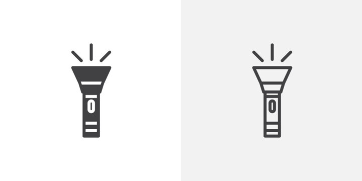 flashlight vector icons set on white background