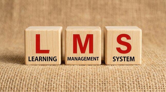LMS learning management system acronym displayed on wooden blocks with a canvas background.