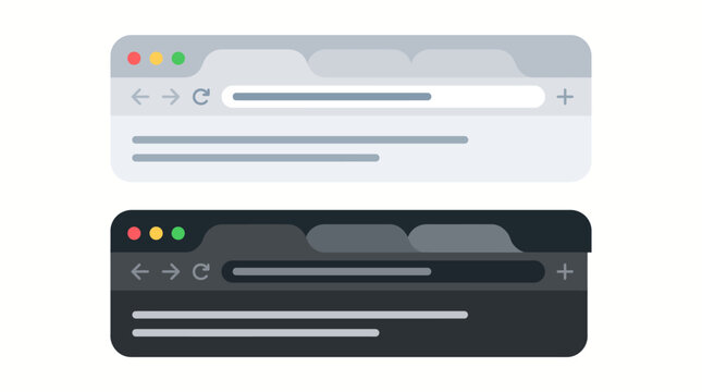 Light and dark browser windows on screen