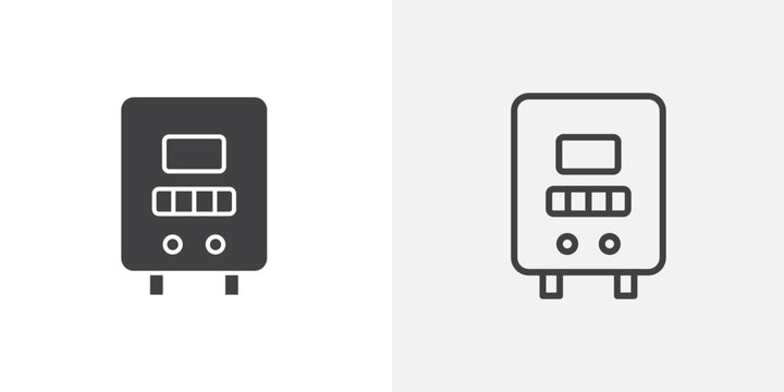 Gas boiler vector icons set on white background