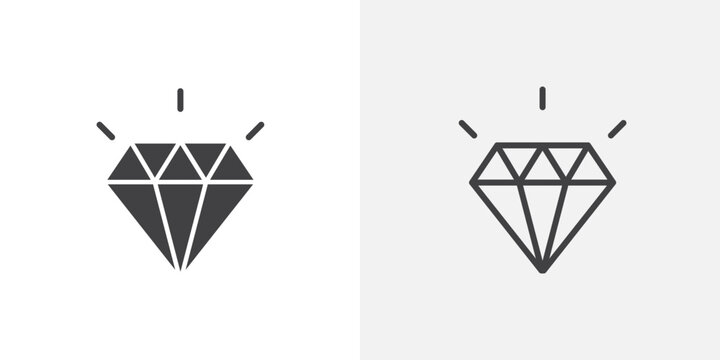 Gemstone icon set for ui designs on white background