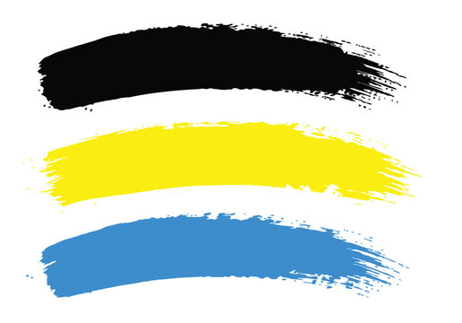 Arched drybrush paint strokes and curved text underline banners