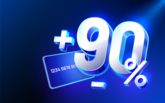 Shiny 3D 90 icon for bonus and promotion.