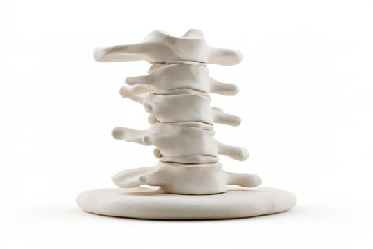 3D human spine vertebra model icon isolated on white background. Minimal matte claymorphism style orthopedics and back health concept.