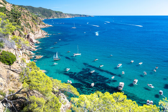 view on Cala Futadera bay on Costa Brava near Tossa de Mar in Spain