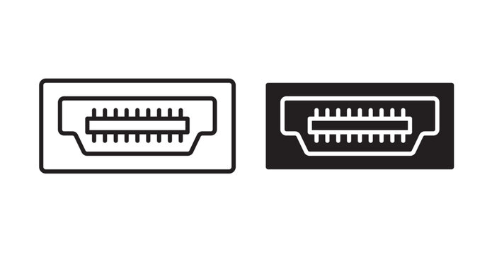 hdmi cable icons in fill and stroke style on white background