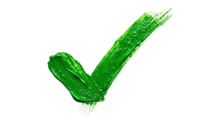 Thick green paint check mark symbol, isolated on transparent background © PICSPRO