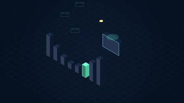 Isometric Financial Dashboard Interface Animation