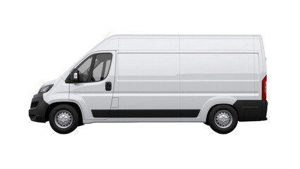 White cargo van with black trim, isolated on transparent background © PICSPRO