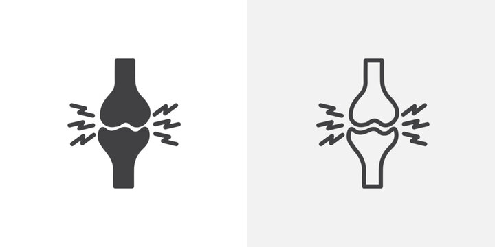 joint pain vector icons set on white background