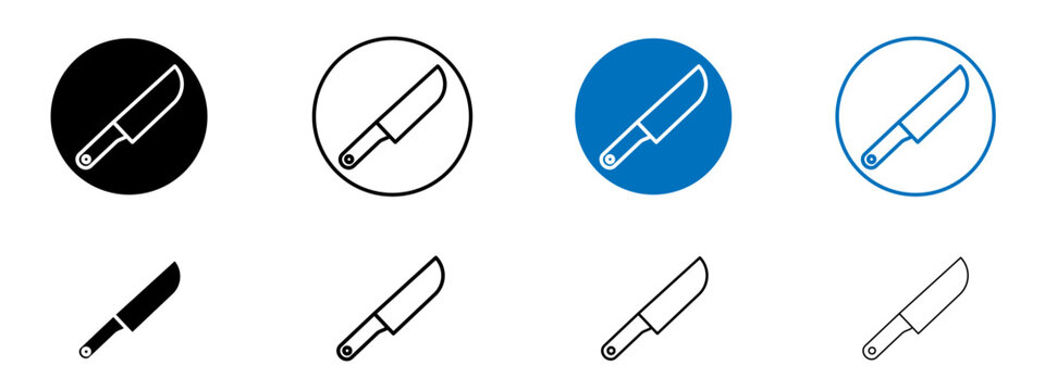 Kitchen knife icon flat outline in black