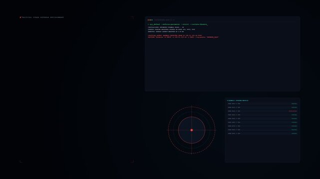 Cybersecurity Terminal Command Line Interface and Firewall HUD 4K Loop