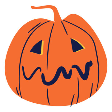 Sad carved pumpkin illustration