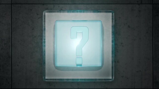 Answers to questions. FAQ. A metal question mark on a glass cube. Searching for answers. Question mark.