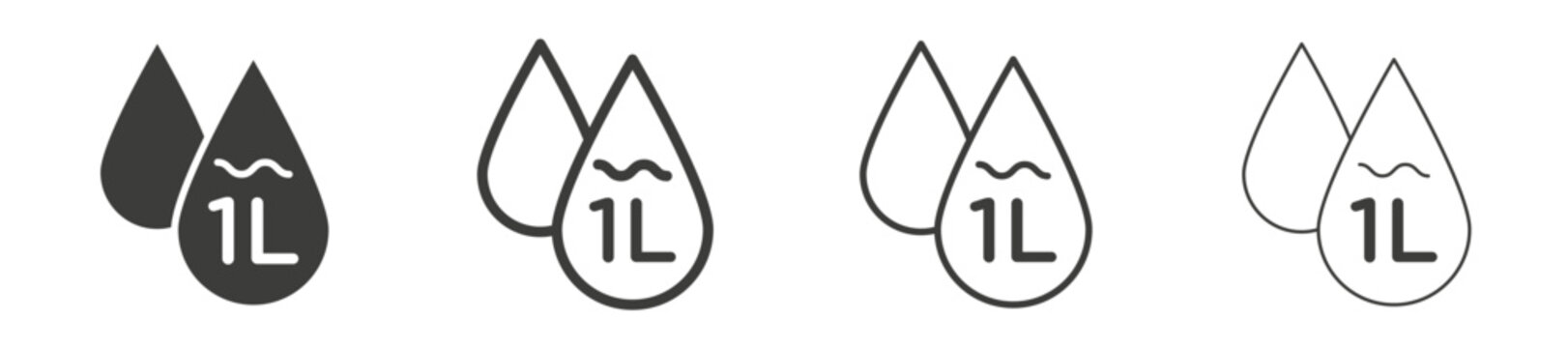 Liter icons vector pack in black color