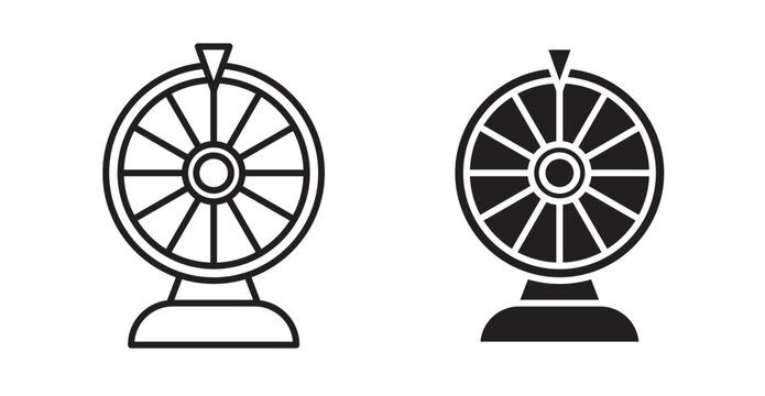 Lottery icons in fill and stroke style on white background