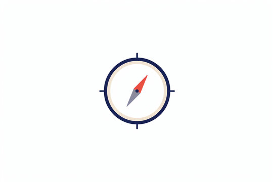 Minimalist compass icon on white background, flat navigation symbol for travel and adventure, simple directional compass needle graphic for web design