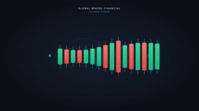 Digital Financial Market Analysis Dashboard Featuring Oscillating Candlestick Patterns for Automated Trading Data Visualization