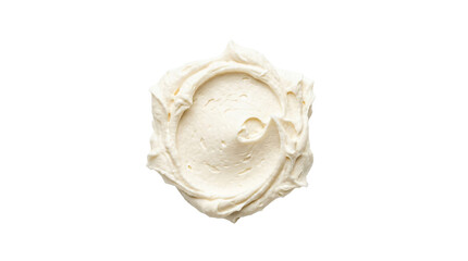 Swirl of smooth white whipped cream decorative topping isolated in high resolution on transparent...