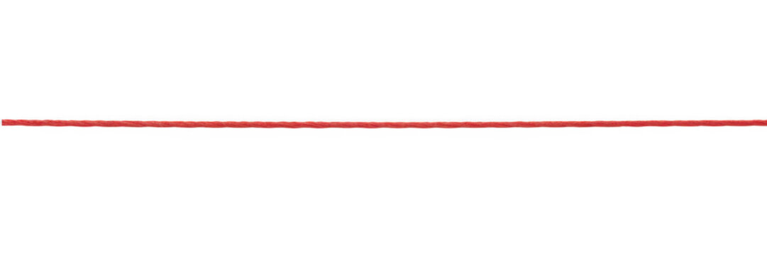 A thin red string lies horizontally straight isolated on transparent background. Useful for conceptual design separations and graphic underlines.