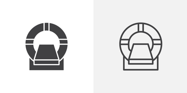 MRI scanner icon set for ui designs on white background