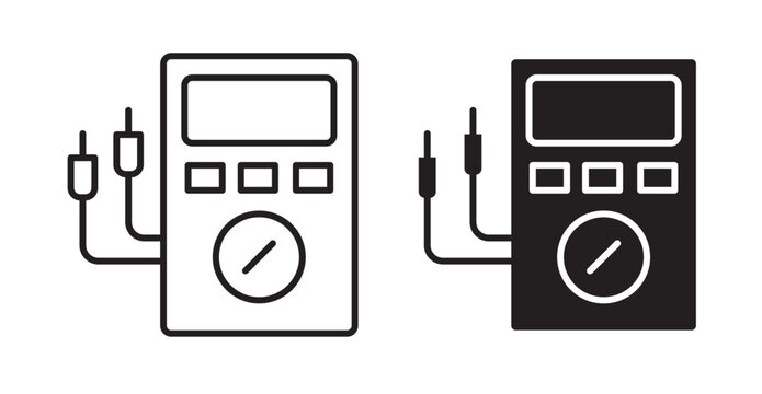 multimeter icons in fill and stroke style on white background