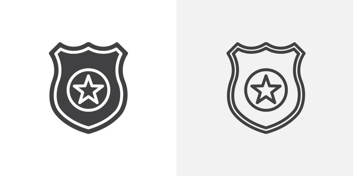 Police officer badge vector icons set on white background
