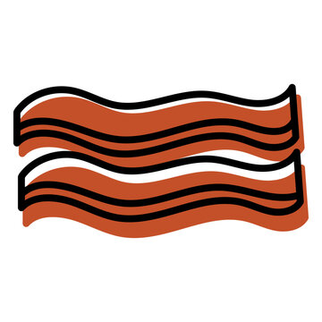 Red bacon icon flat
