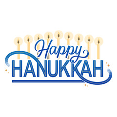 Obraz premium Happy hannukah candles lettering