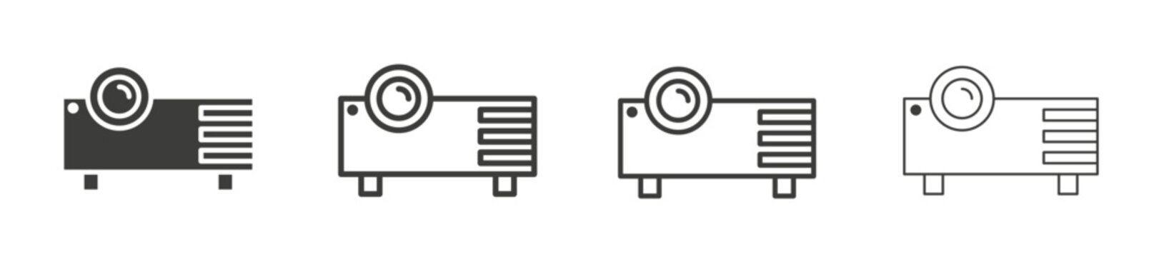 Projector icons vector pack in black color