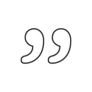 Quote right icon vector isolated in thin line on white background