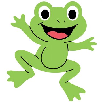 Cute Green Frog Cartoon Illustration