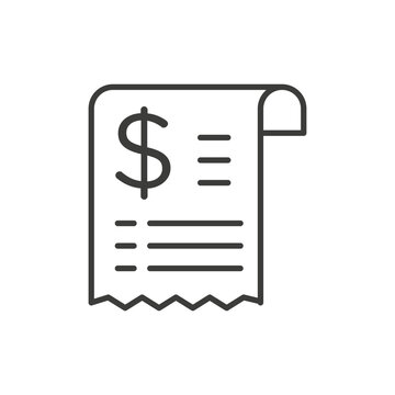 Receipt icon vector isolated in thin line on white background