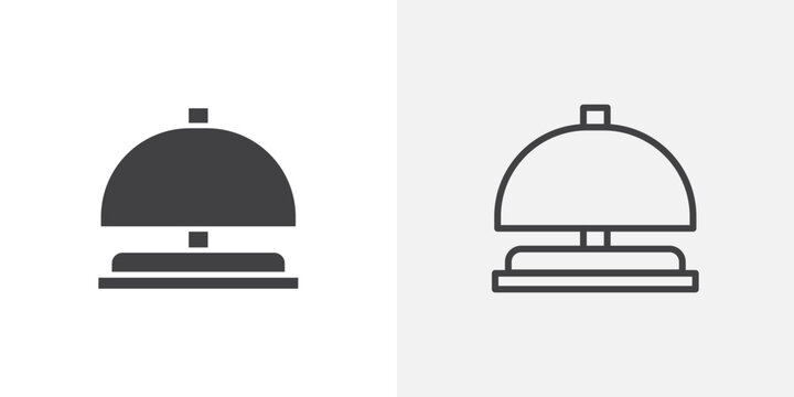 Reception bell icon set for ui designs on white background